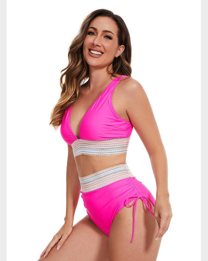 STEFANIE | High-Waist Bikini met Buikcontrole & Kleurblok Design