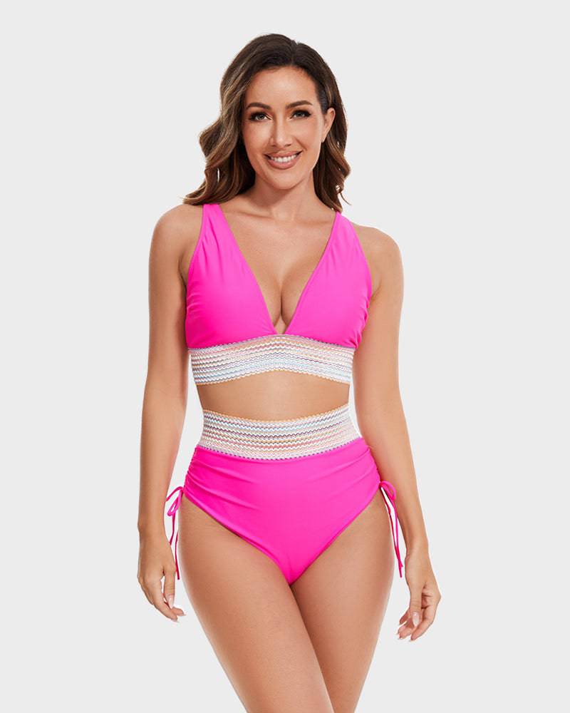 STEFANIE | High-Waist Bikini met Buikcontrole & Kleurblok Design