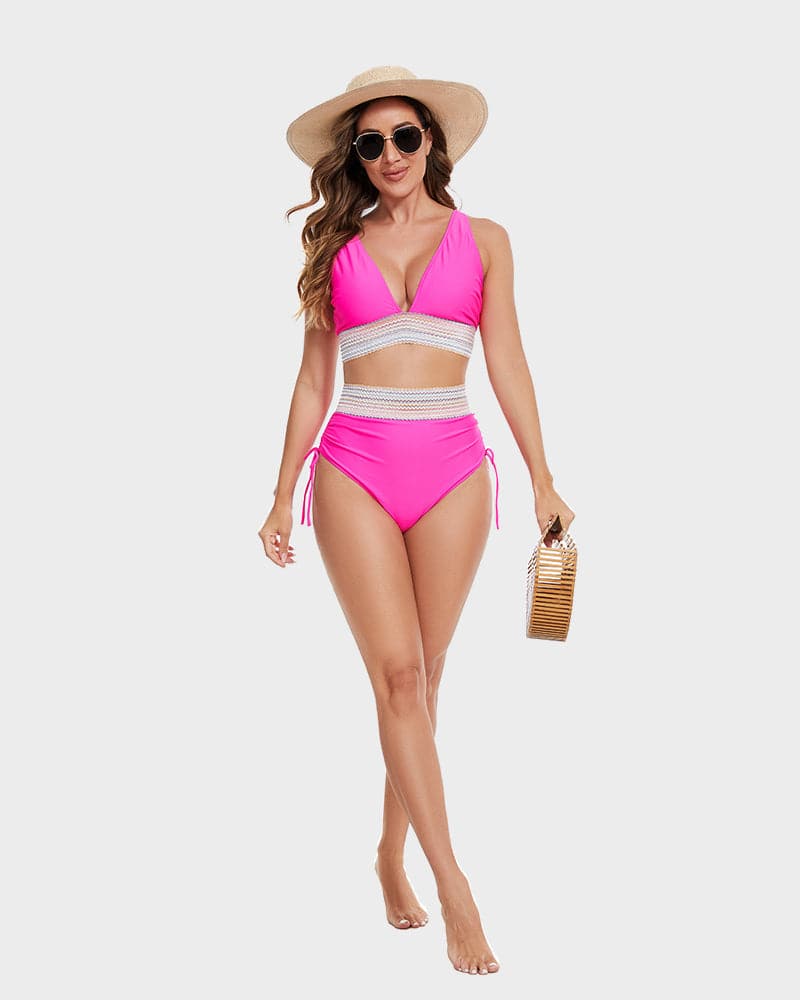 STEFANIE | High-Waist Bikini met Buikcontrole & Kleurblok Design