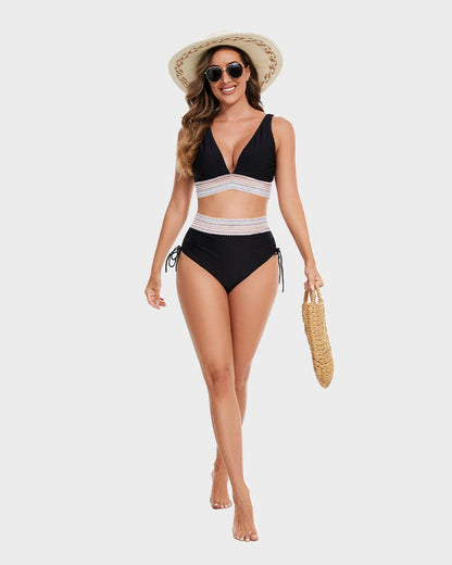 STEFANIE | High-Waist Bikini met Buikcontrole & Kleurblok Design