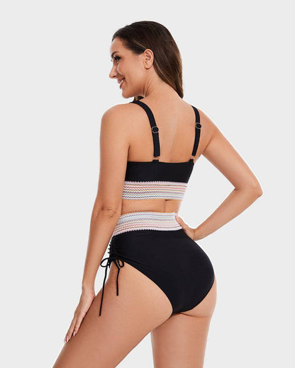 STEFANIE | High-Waist Bikini met Buikcontrole & Kleurblok Design