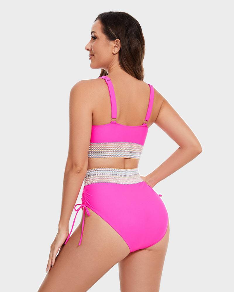 STEFANIE | High-Waist Bikini met Buikcontrole & Kleurblok Design